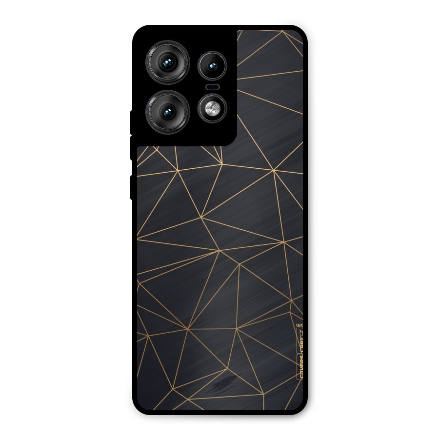 Black Golden Lines Metal Back Case for Motorola Edge 50 Pro