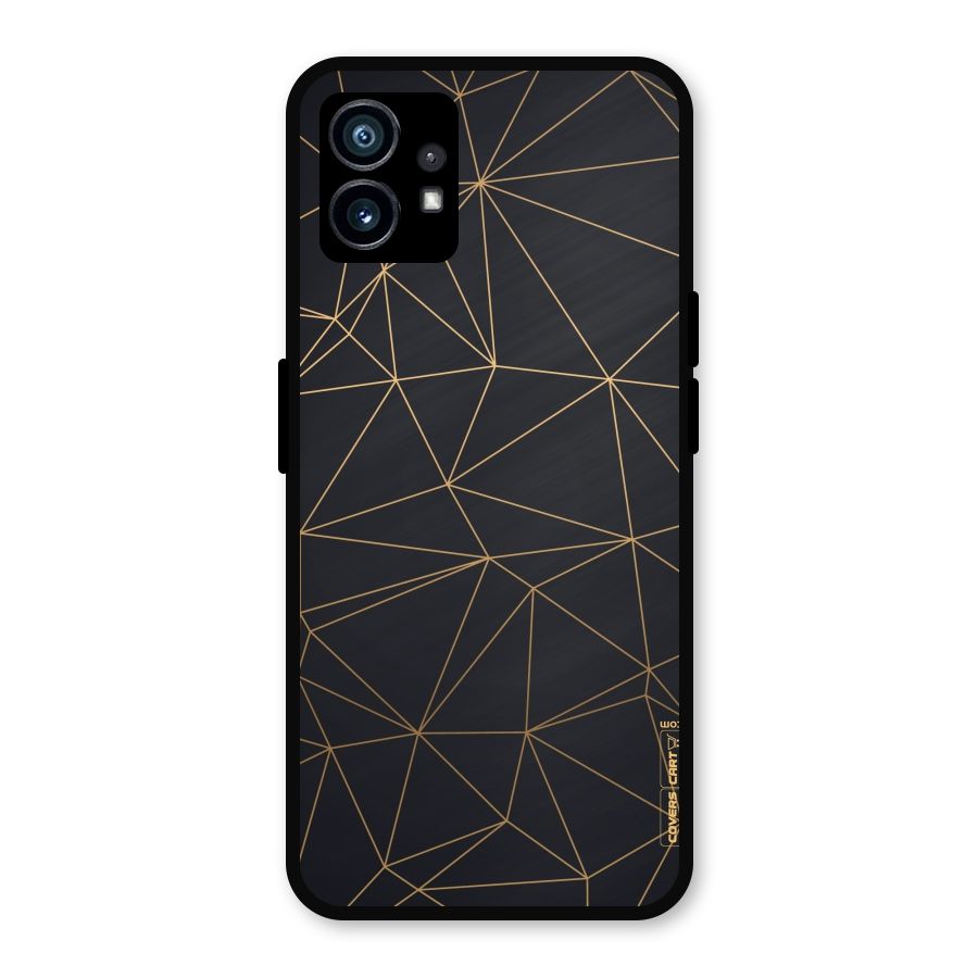 Black Golden Lines Metal Back Case for Nothing Phone 1