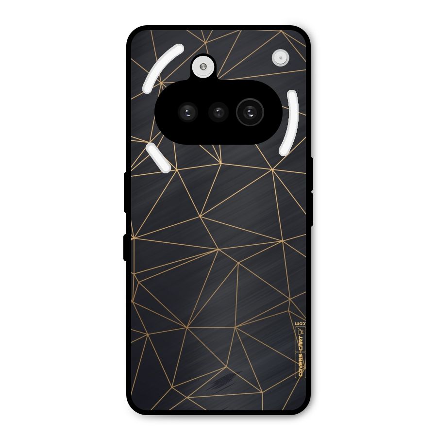 Black Golden Lines Metal Back Case for Nothing Phone 3a