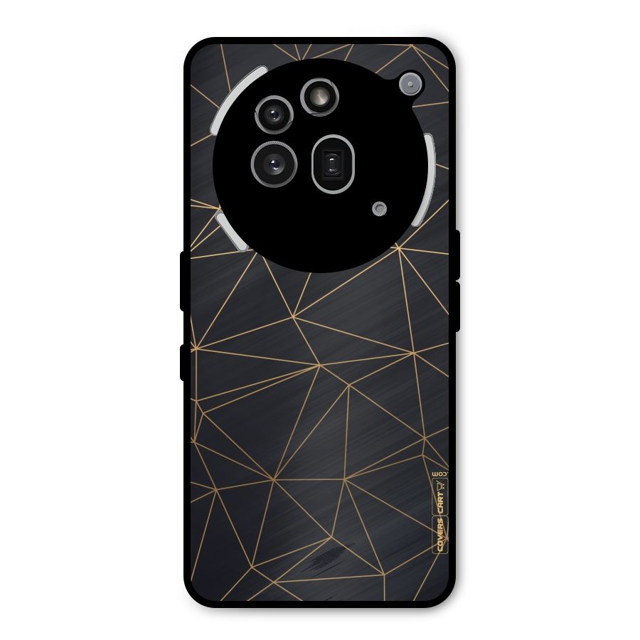 Black Golden Lines Metal Back Case for Nothing Phone 3a Pro