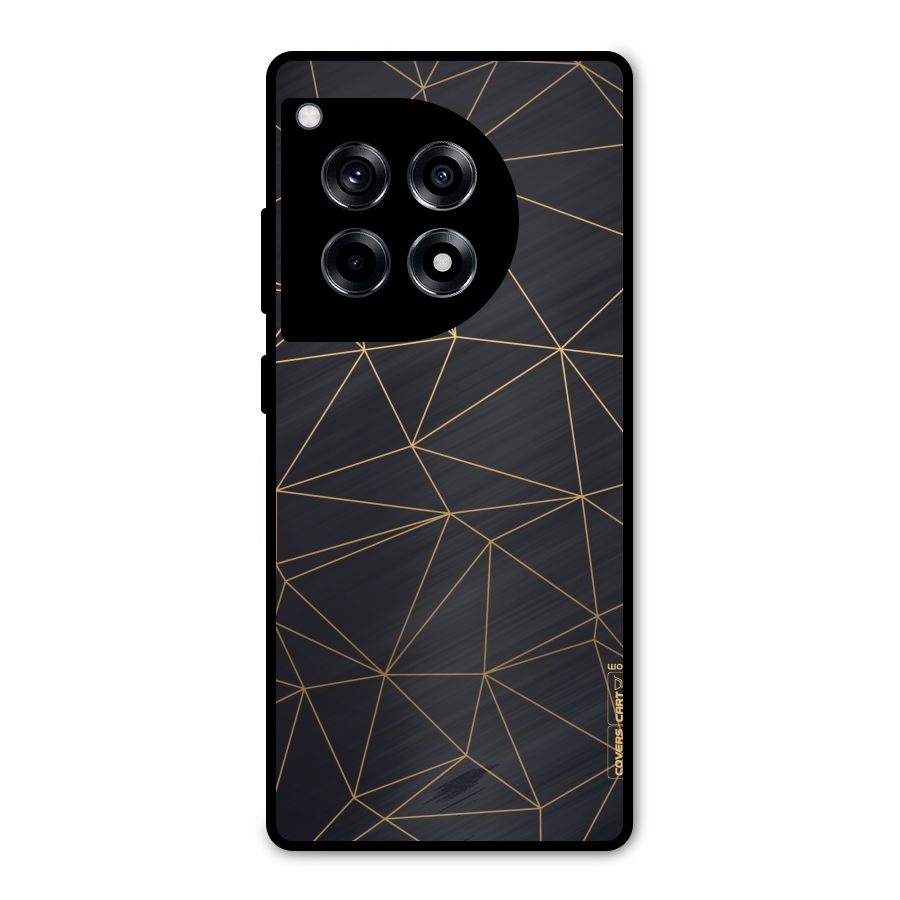 Black Golden Lines Metal Back Case for OnePlus 12R
