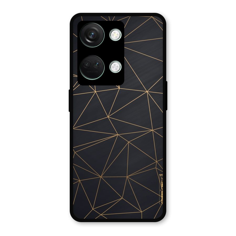 Black Golden Lines Metal Back Case for OnePlus Nord 3