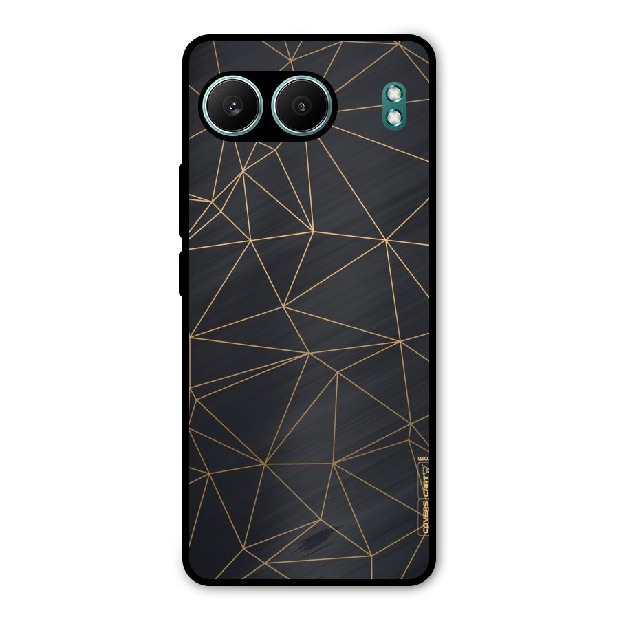 Black Golden Lines Metal Back Case for OnePlus Nord 4