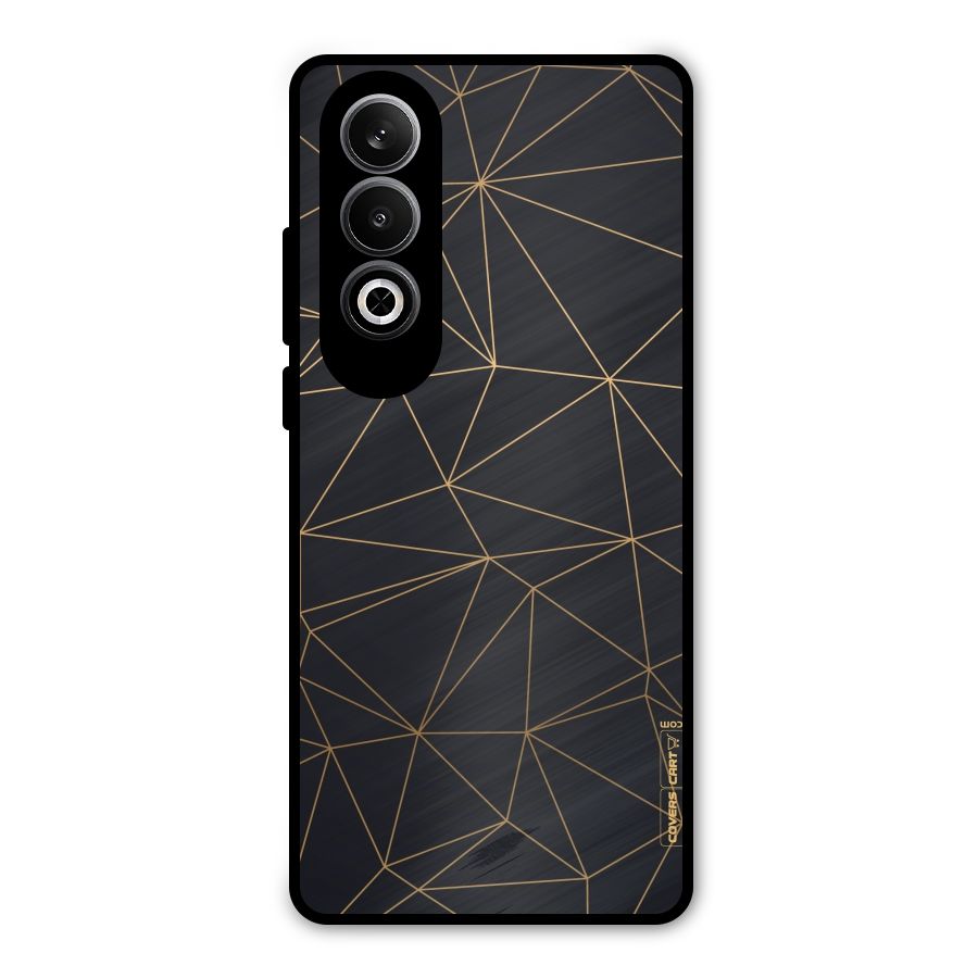 Black Golden Lines Metal Back Case for OnePlus Nord CE4
