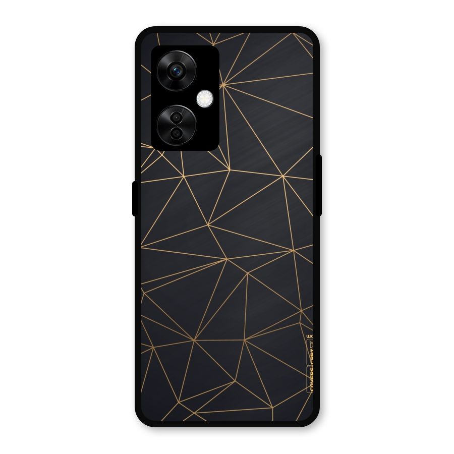 Black Golden Lines Metal Back Case for OnePlus Nord CE 3 Lite