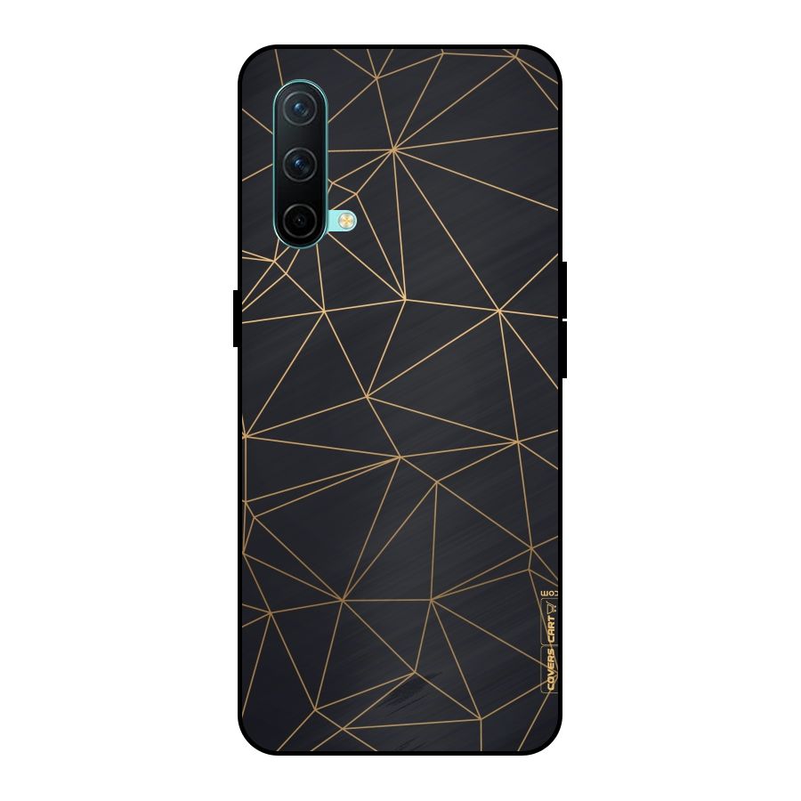 Black Golden Lines Metal Back Case for OnePlus Nord CE 5G