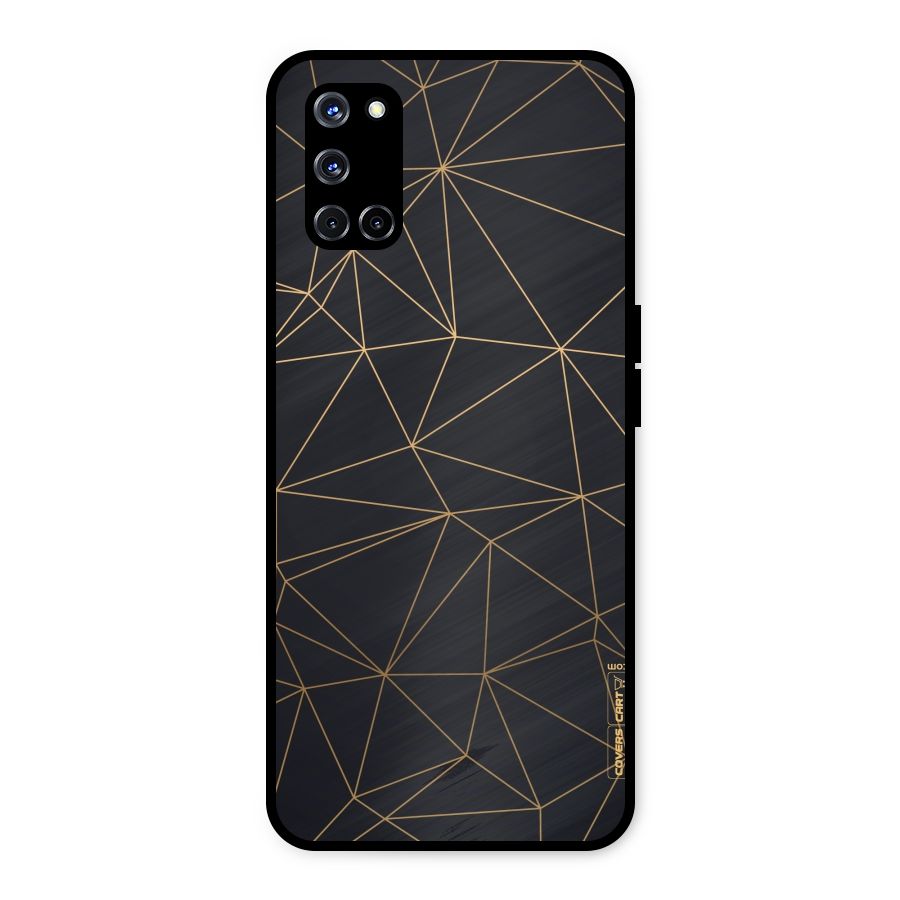 Black Golden Lines Metal Back Case for Oppo A52