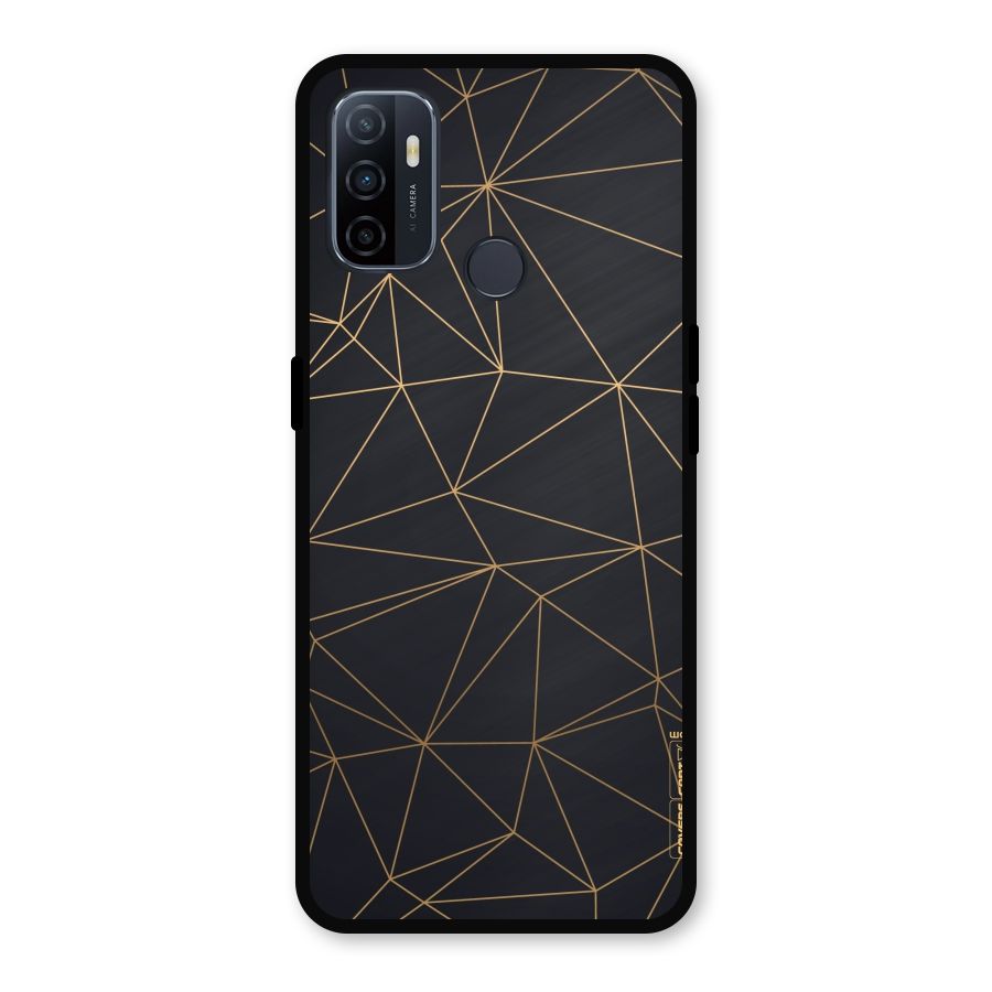 Black Golden Lines Metal Back Case for Oppo A53