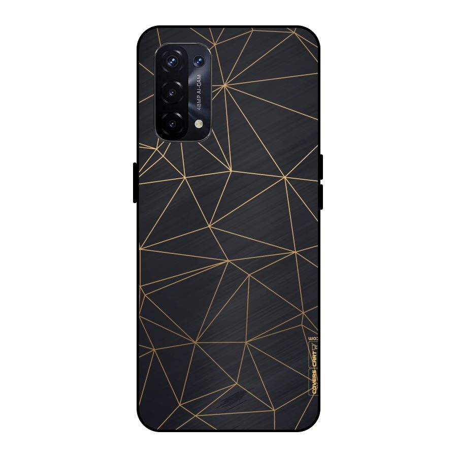 Black Golden Lines Metal Back Case for Oppo A74 5G