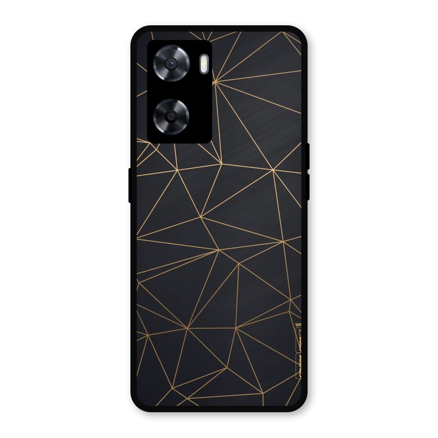 Black Golden Lines Metal Back Case for Oppo A77