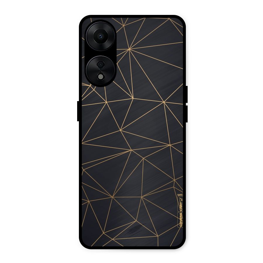 Black Golden Lines Metal Back Case for Oppo A78 5G