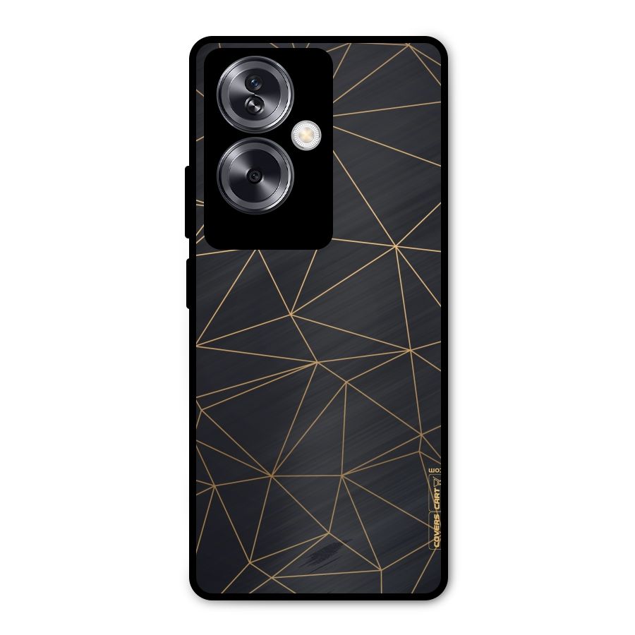 Black Golden Lines Metal Back Case for Oppo A79 5G