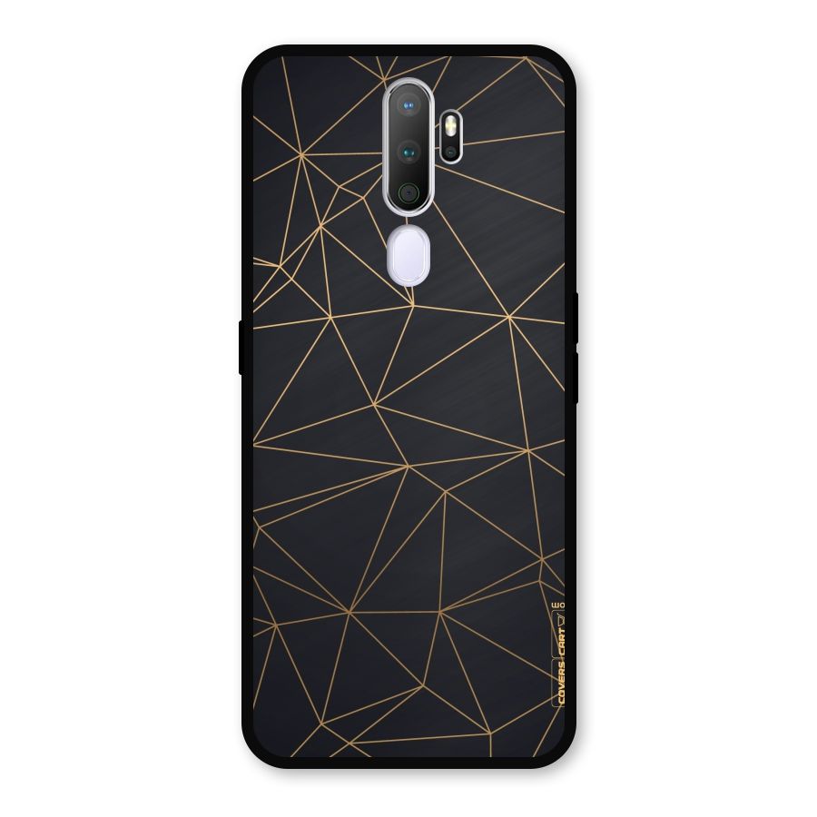 Black Golden Lines Metal Back Case for Oppo A9 (2020)