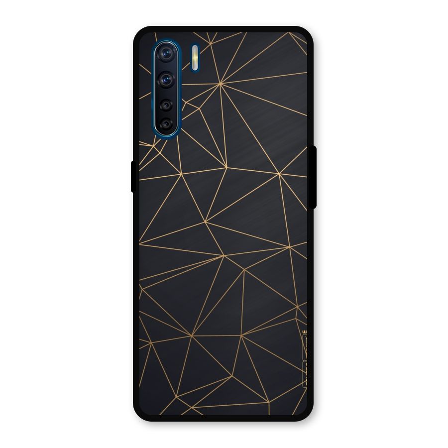 Black Golden Lines Metal Back Case for Oppo F15