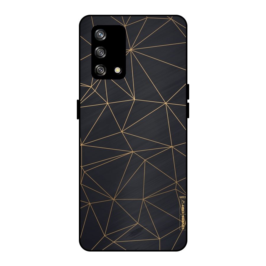 Black Golden Lines Metal Back Case for Oppo F19