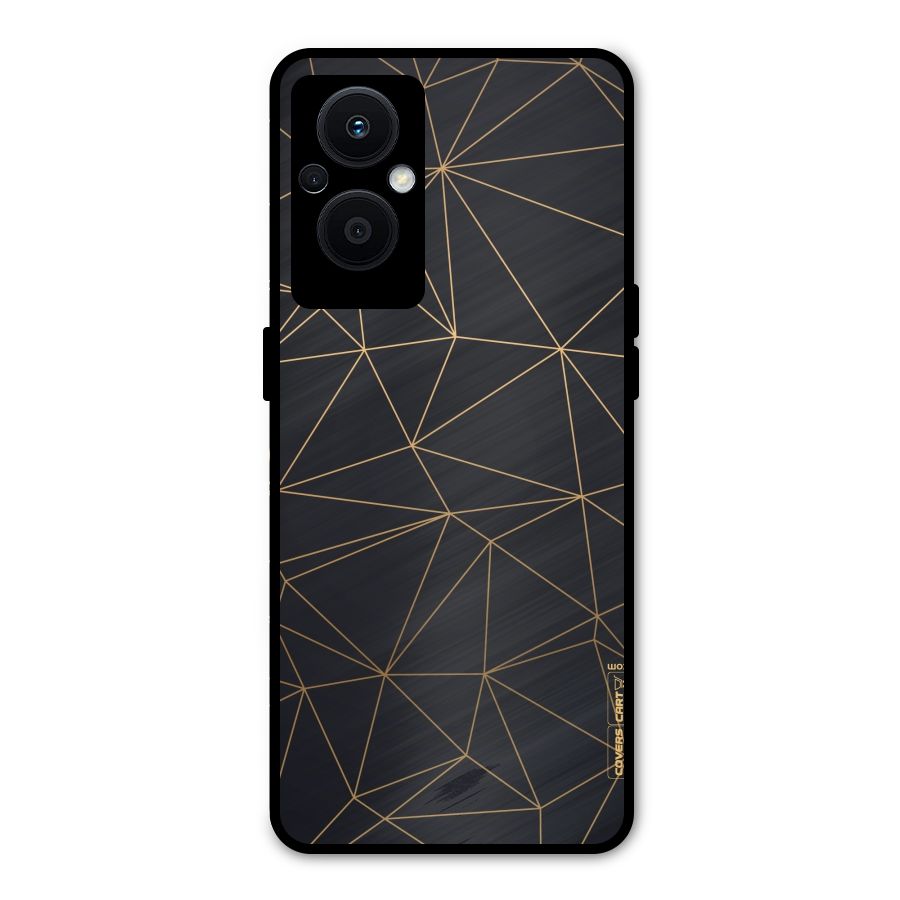 Black Golden Lines Metal Back Case for Oppo F21s Pro 5G