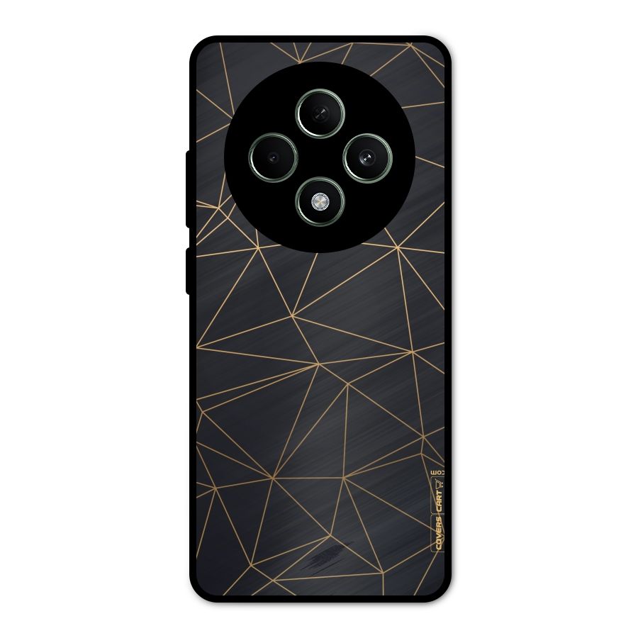 Black Golden Lines Metal Back Case for Oppo F27