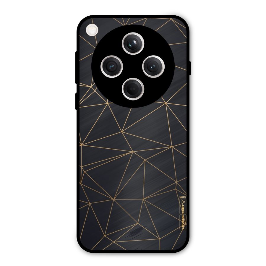 Black Golden Lines Metal Back Case for Oppo Find X8