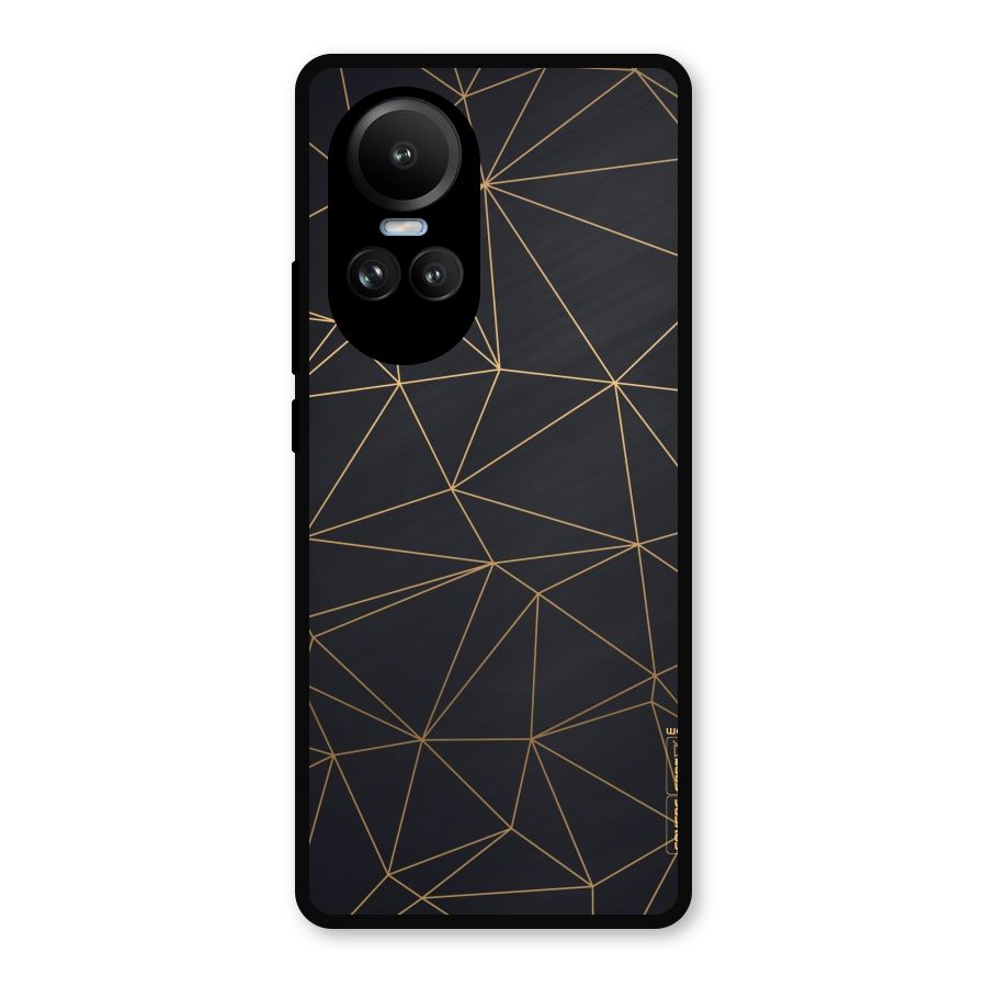 Black Golden Lines Metal Back Case for Oppo Reno10
