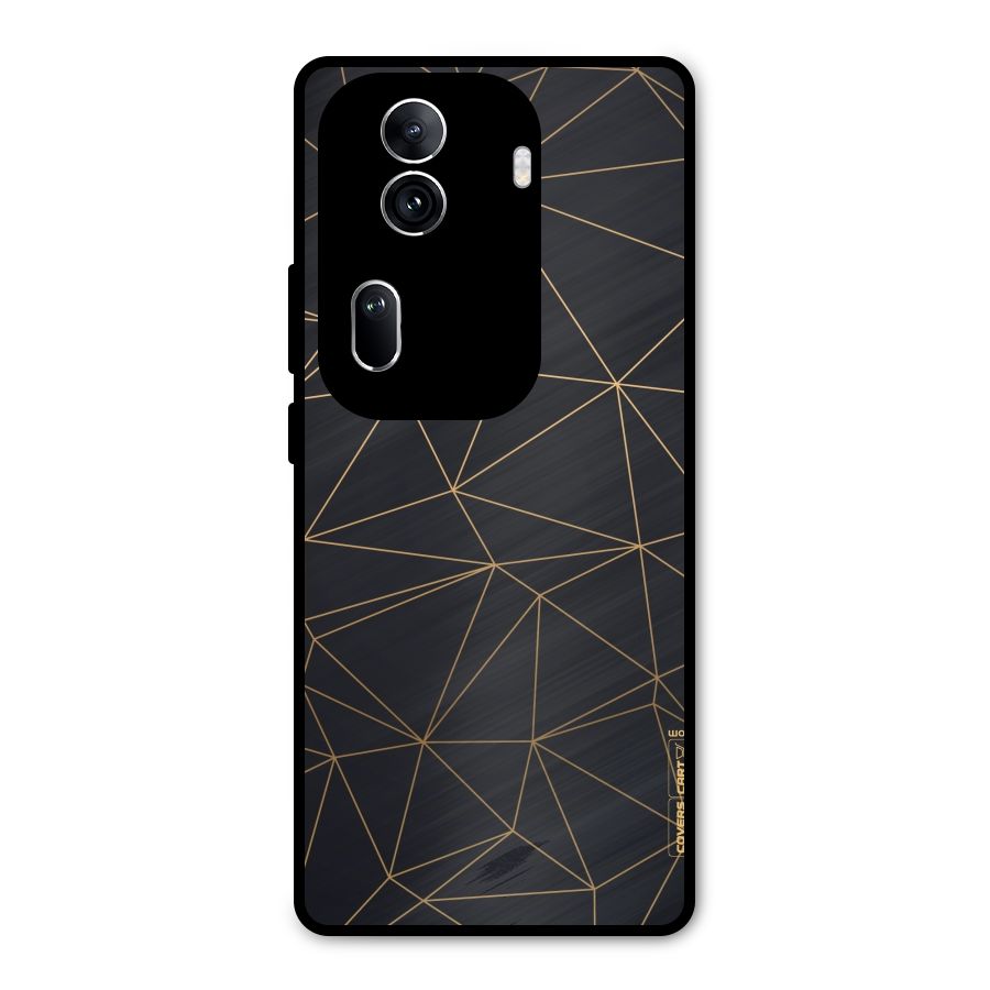Black Golden Lines Metal Back Case for Oppo Reno11 Pro 5G