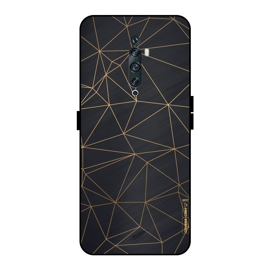 Black Golden Lines Metal Back Case for Oppo Reno2 F