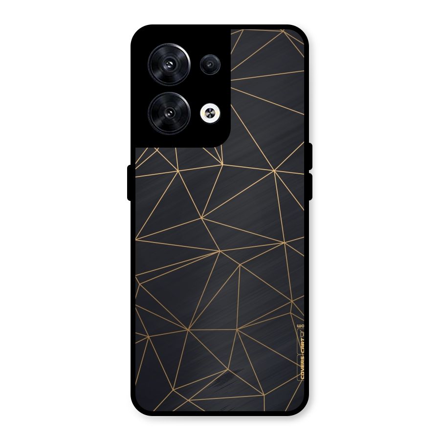 Black Golden Lines Metal Back Case for Oppo Reno8 5G