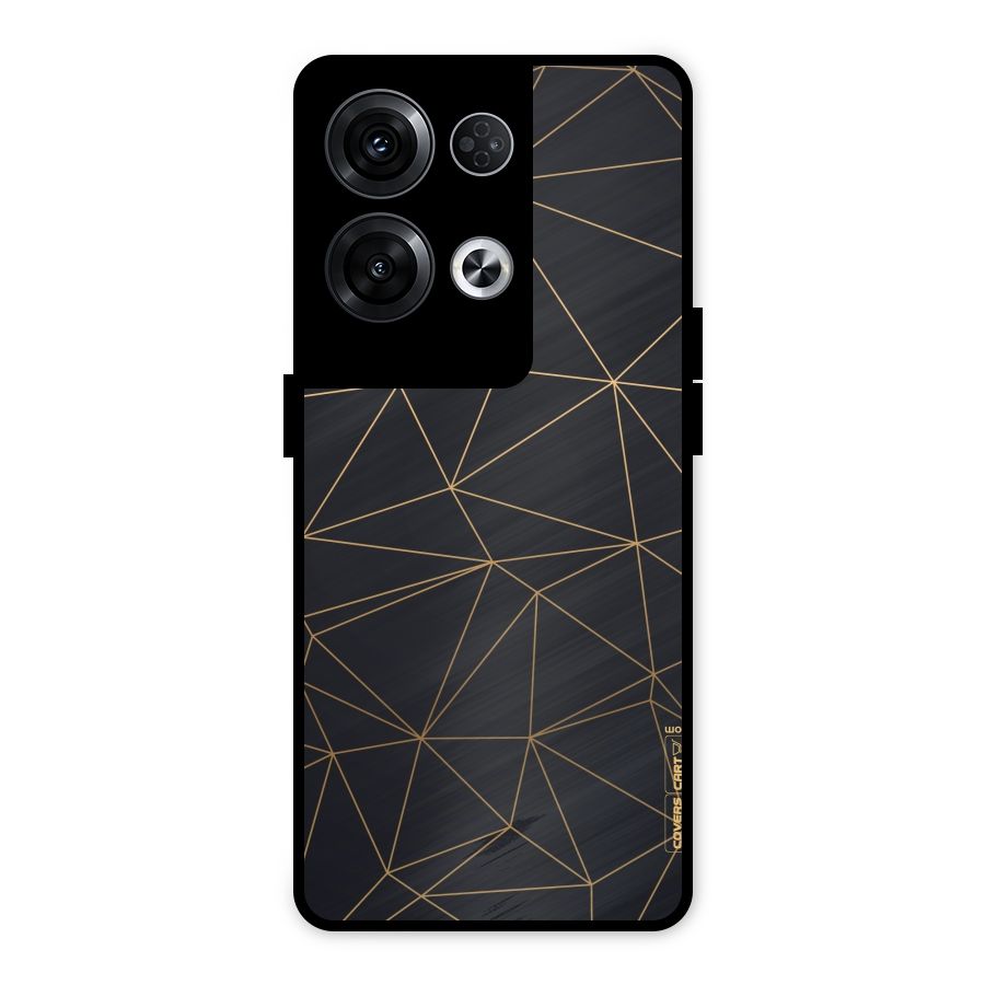 Black Golden Lines Metal Back Case for Oppo Reno8 Pro 5G