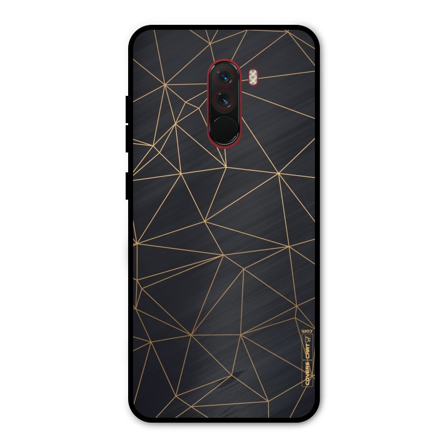 Black Golden Lines Metal Back Case for Poco F1