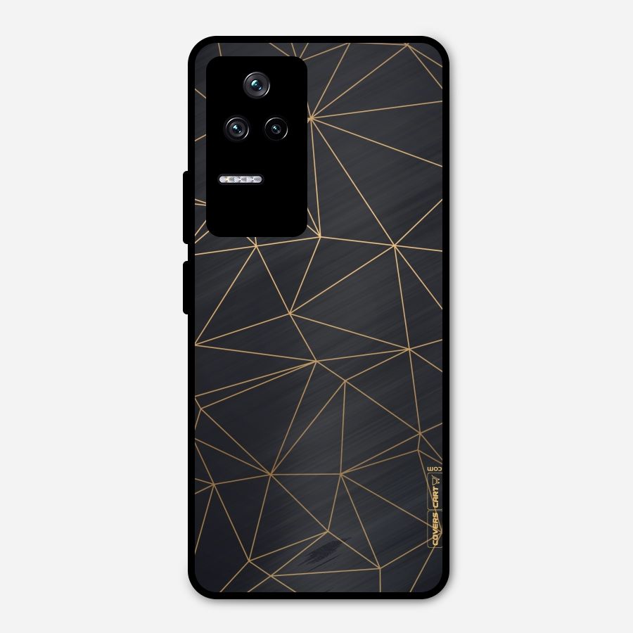 Black Golden Lines Metal Back Case for Poco F4 5G