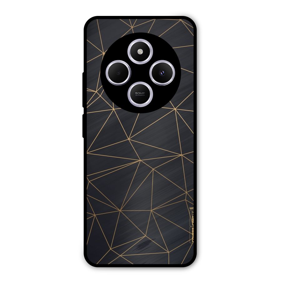 Black Golden Lines Metal Back Case for Poco M7