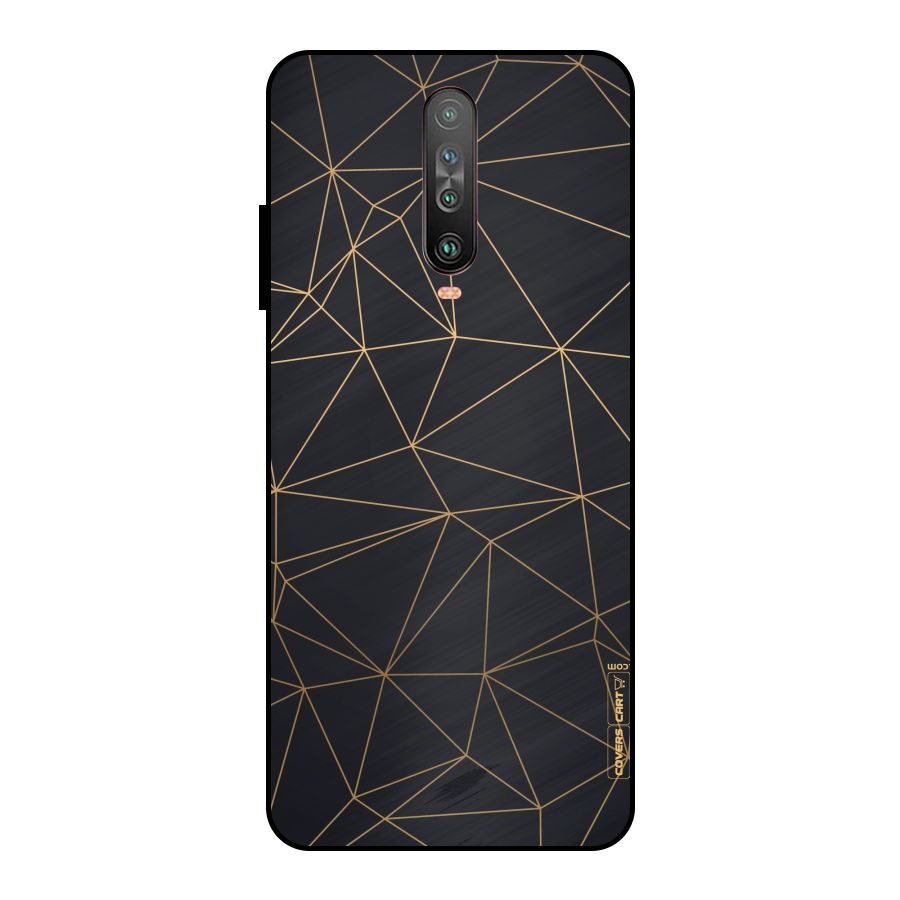Black Golden Lines Metal Back Case for Poco X2