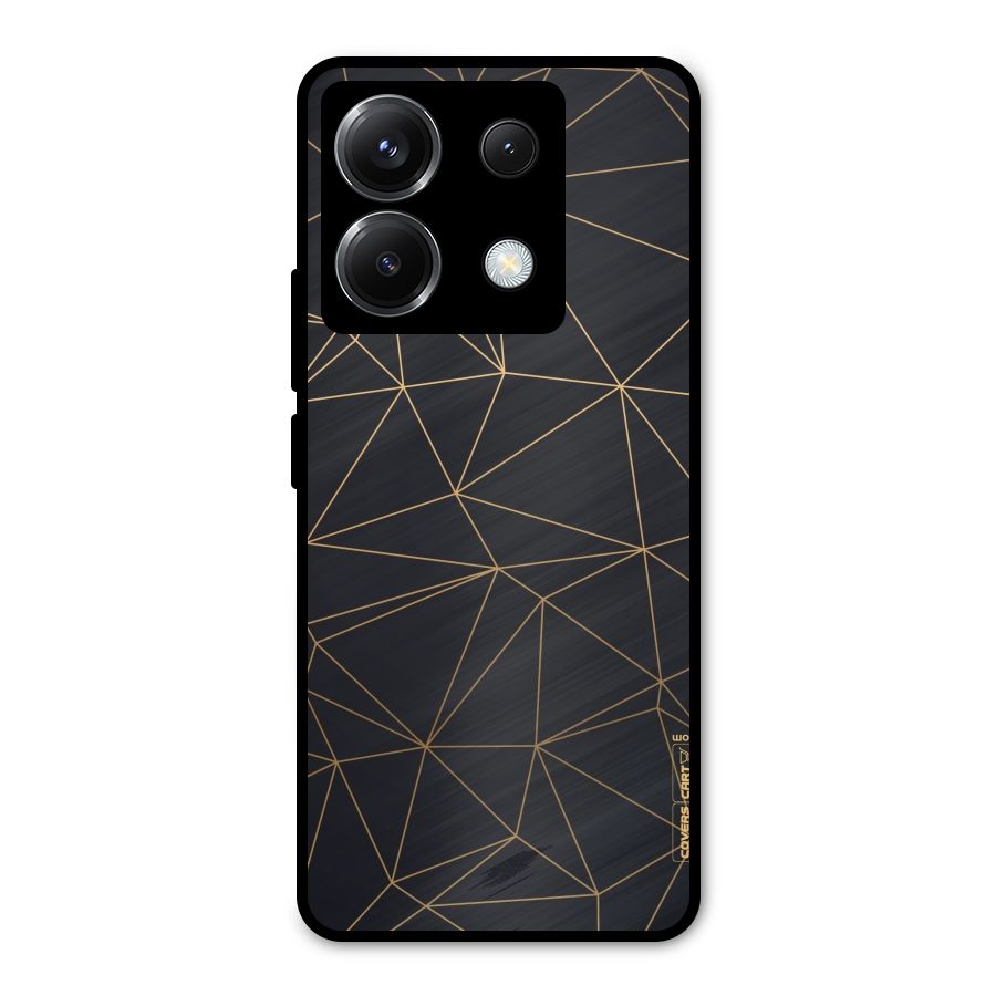 Black Golden Lines Metal Back Case for Poco X6
