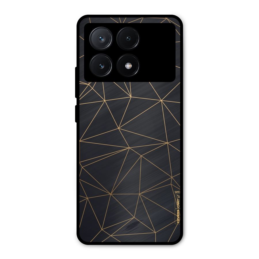 Black Golden Lines Metal Back Case for Poco X6 Pro