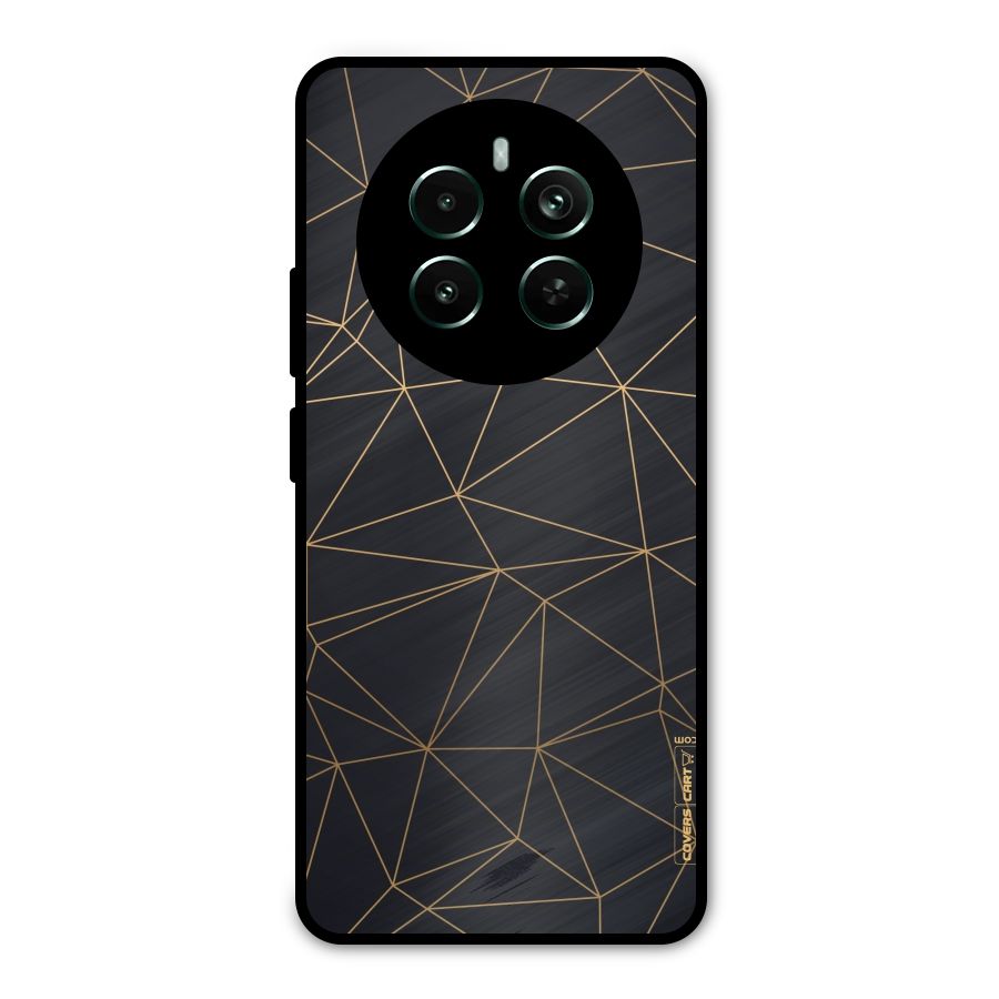Black Golden Lines Metal Back Case for Realme 12 Plus