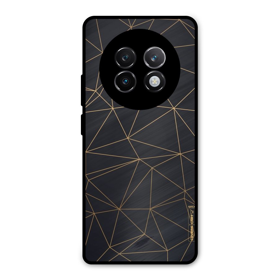 Black Golden Lines Metal Back Case for Realme 13 Plus