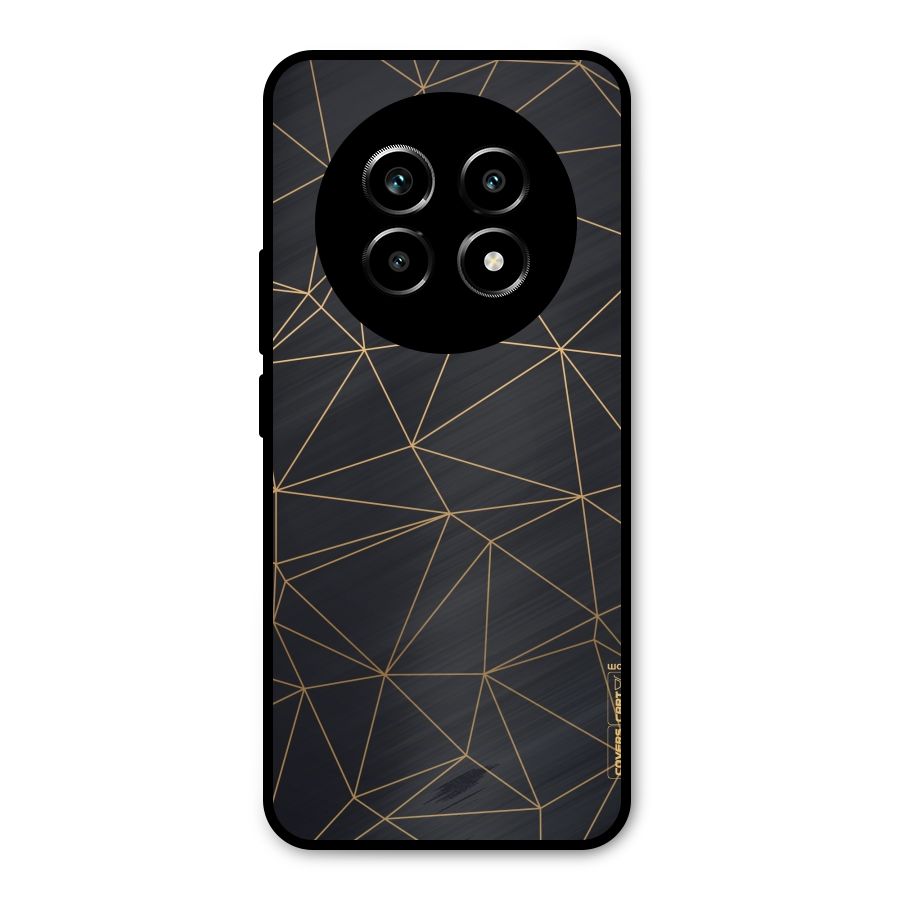 Black Golden Lines Metal Back Case for Realme 13 Pro
