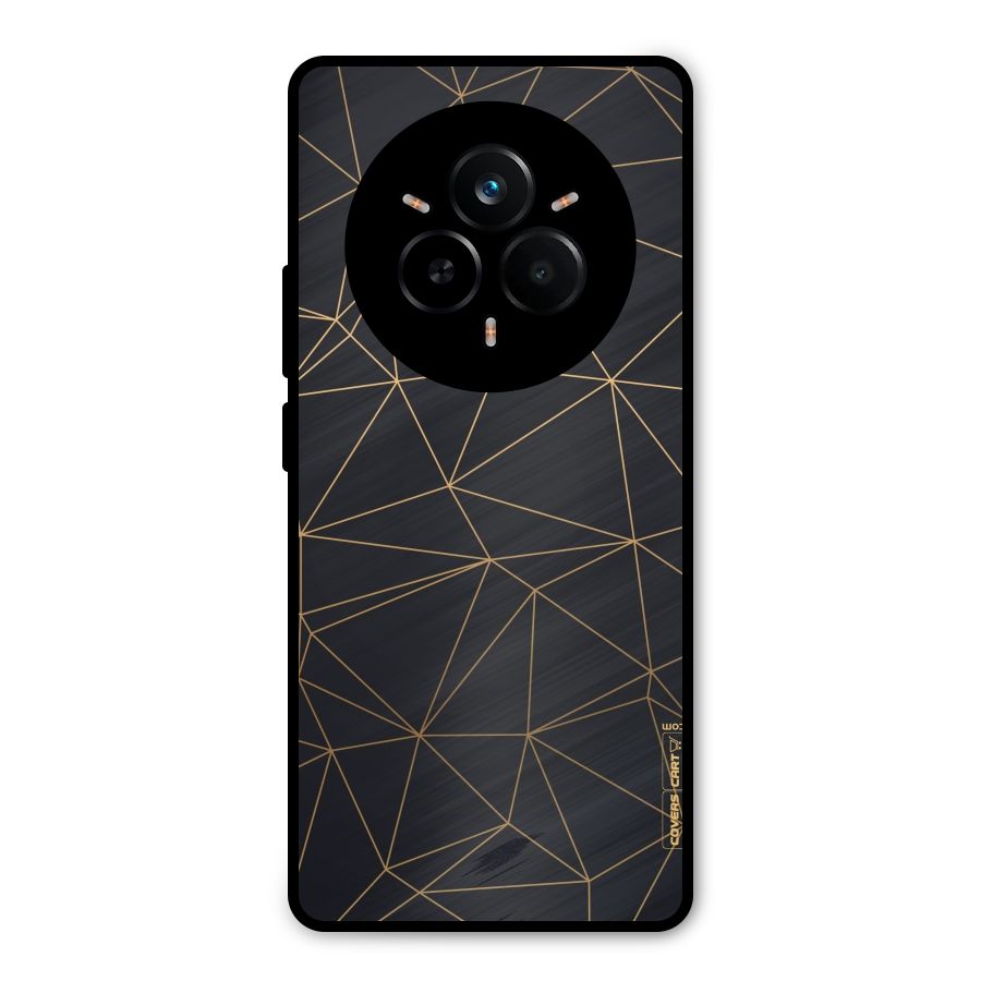 Black Golden Lines Metal Back Case for Realme 14 Pro