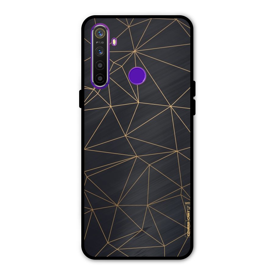 Black Golden Lines Metal Back Case for Realme 5