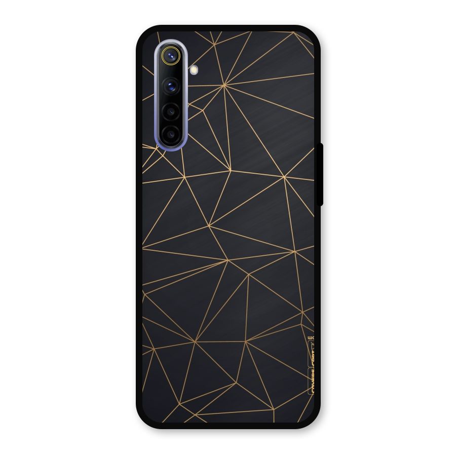 Black Golden Lines Metal Back Case for Realme 6i