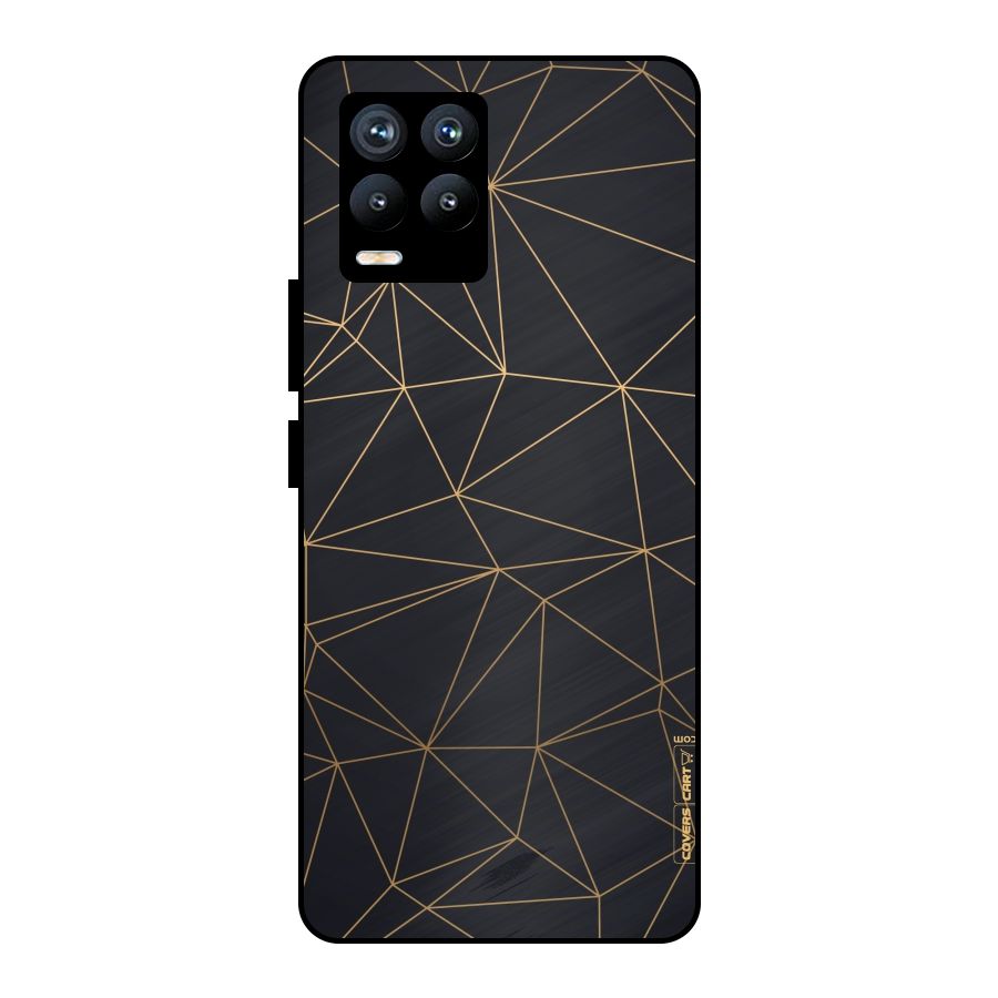 Black Golden Lines Metal Back Case for Realme 8 Pro