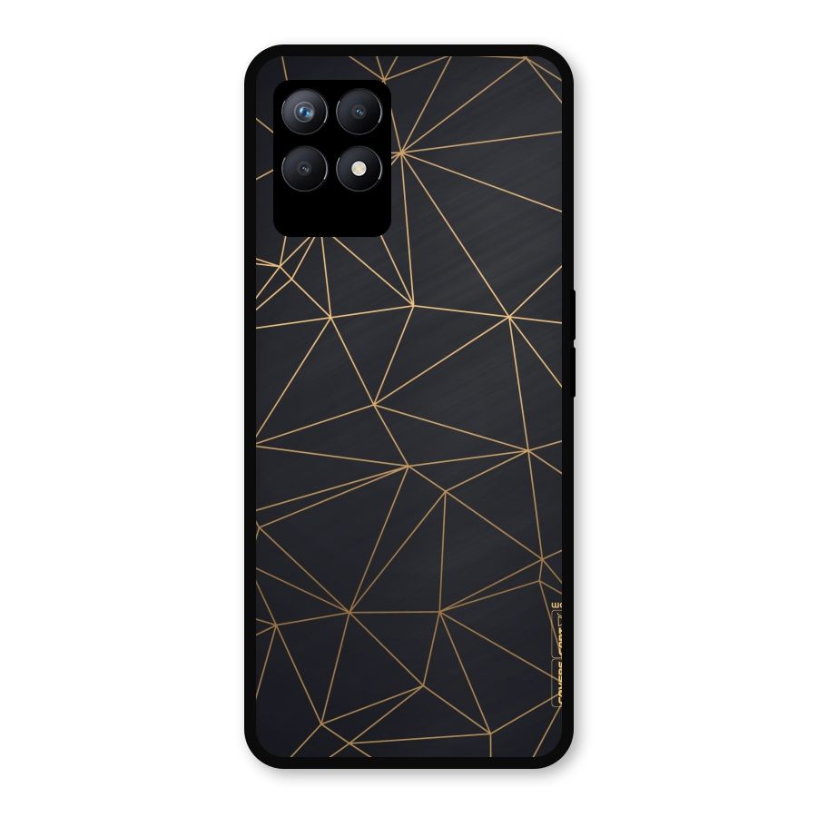 Black Golden Lines Metal Back Case for Realme 8i