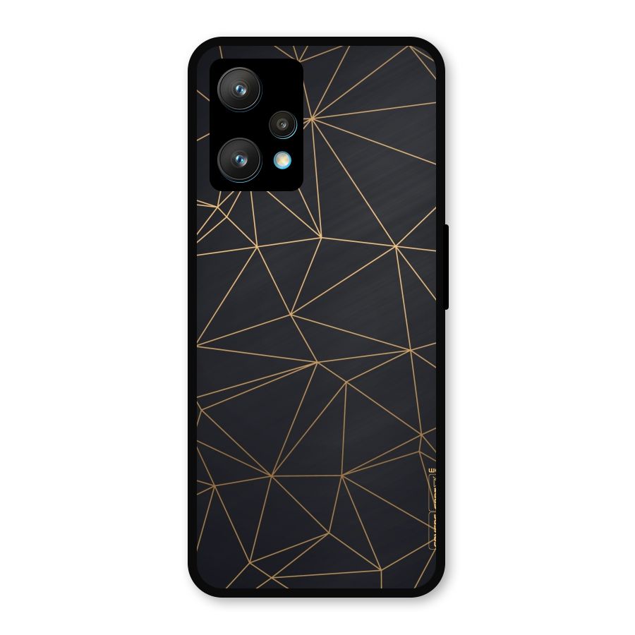 Black Golden Lines Metal Back Case for Realme 9