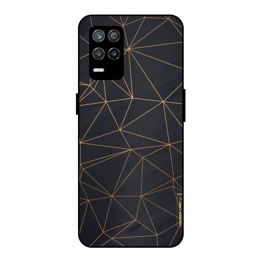 Black Golden Lines Metal Back Case for Realme 9 5G