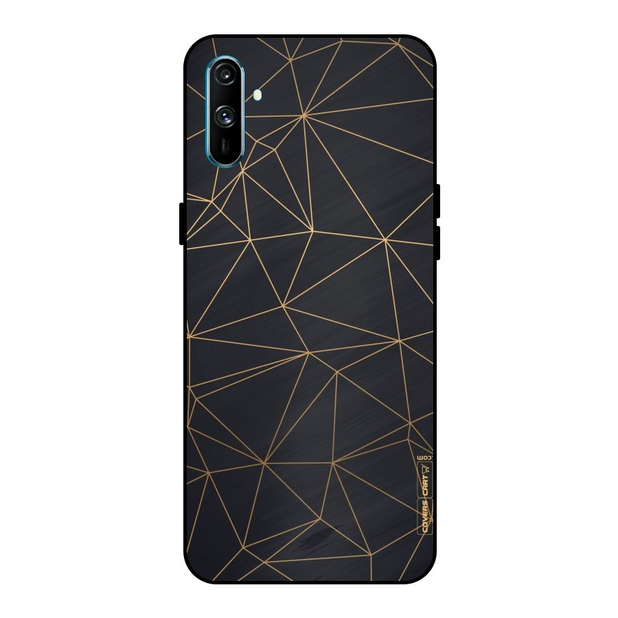 Black Golden Lines Metal Back Case for Realme C3