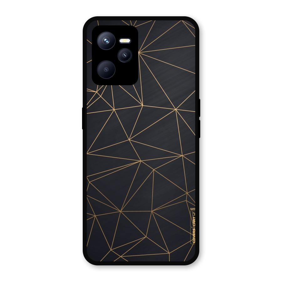 Black Golden Lines Metal Back Case for Realme C35
