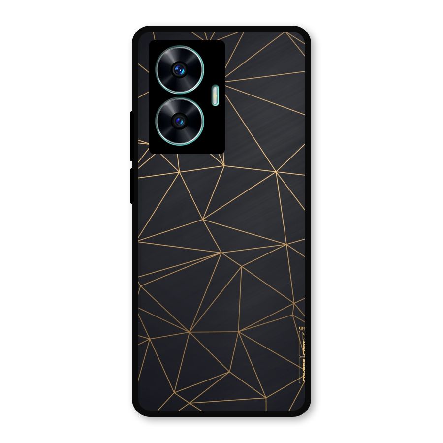 Black Golden Lines Metal Back Case for Realme C55