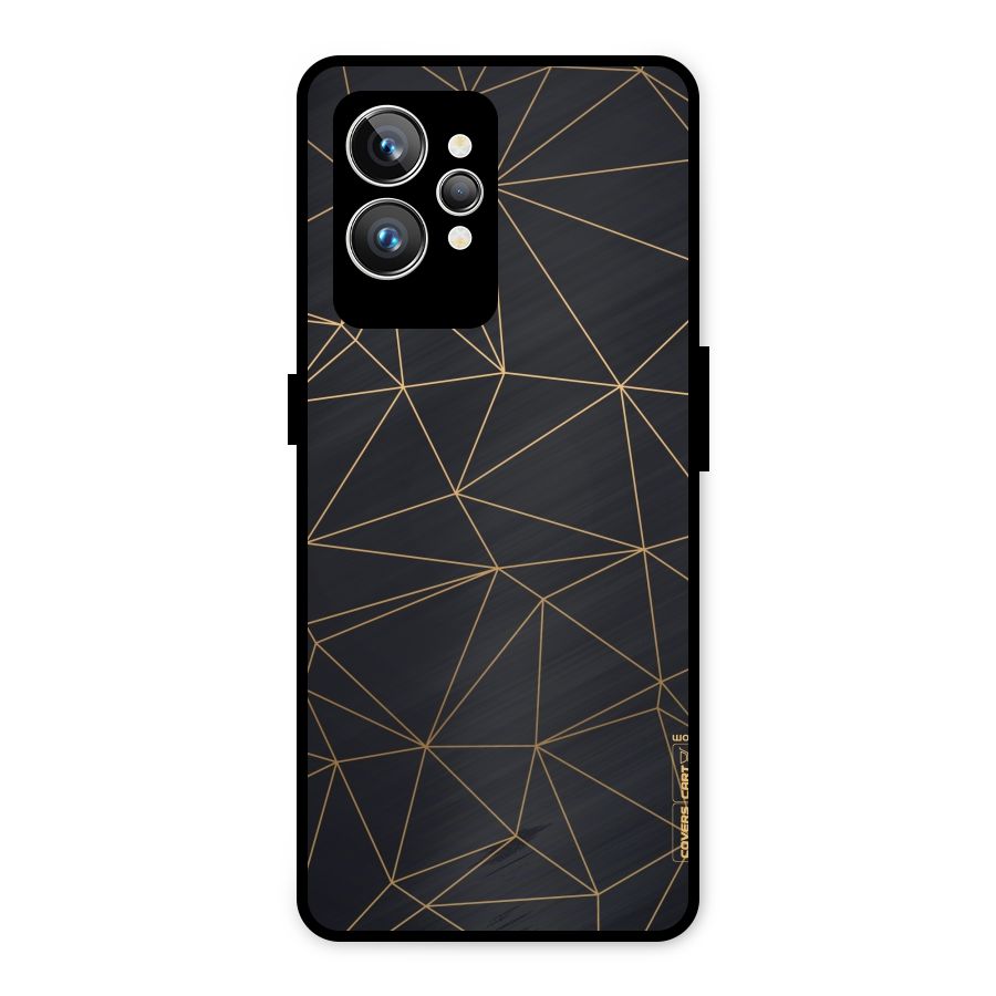 Black Golden Lines Metal Back Case for Realme GT2 Pro