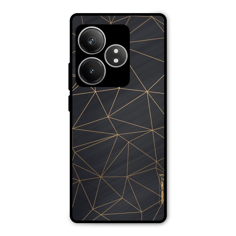 Black Golden Lines Metal Back Case for Realme GT 6T