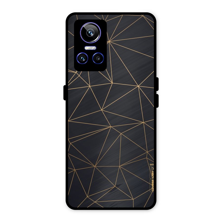 Black Golden Lines Metal Back Case for Realme GT Neo 3