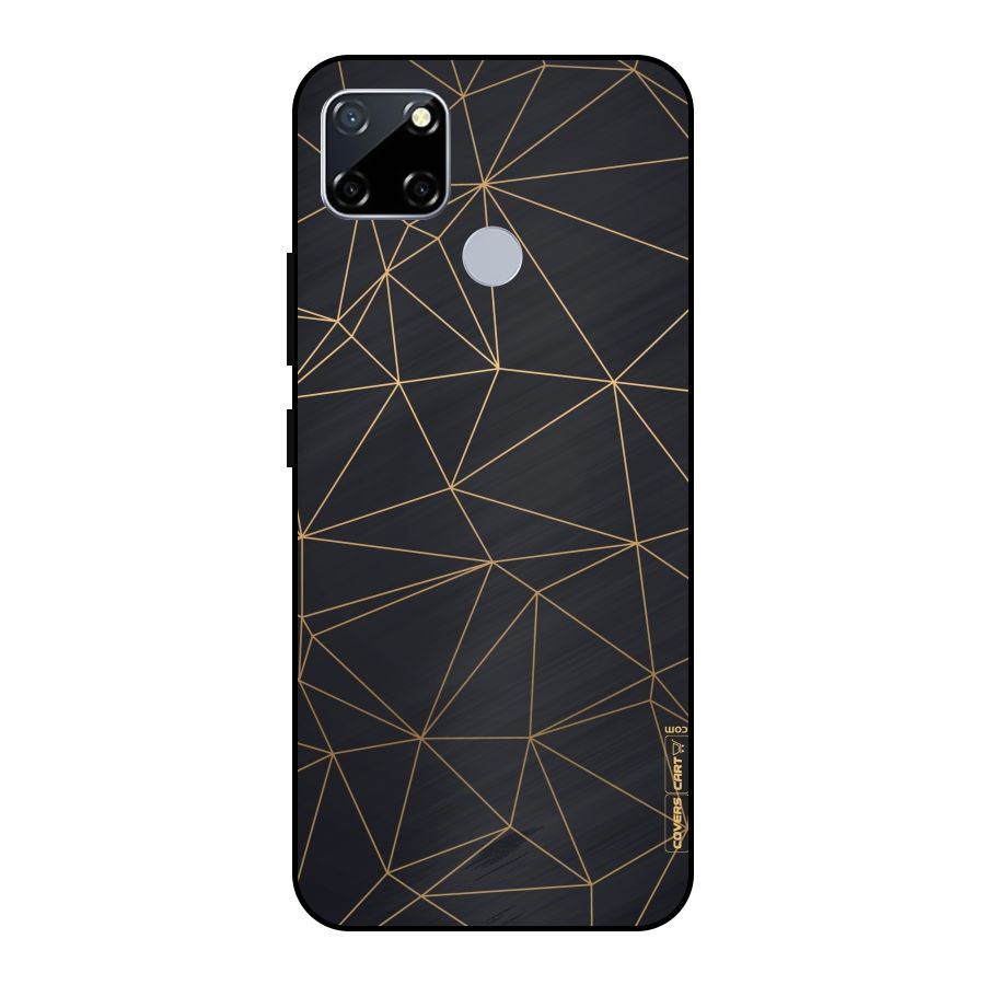 Black Golden Lines Metal Back Case for Realme Narzo 20